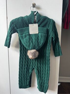 Tahari Baby One Piece with Faux Fur Pom